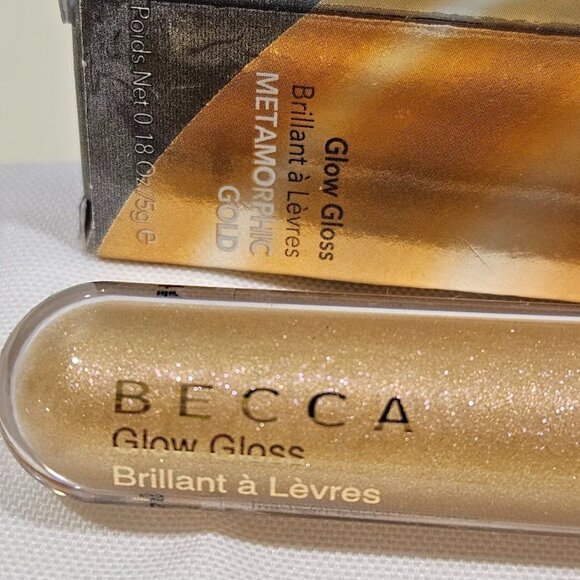 BECCA Glow Gloss Volcanic Goddess Metamorphic Gold New in Box .18OZ Beauty - Picture 2 of 6